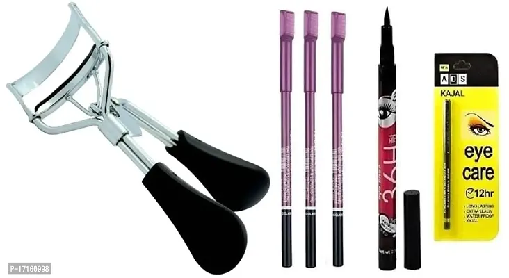 Elecsera Eyelash Curler  Beauty Kajal  36H Deep Black Liquid Eyeliner Professional Set of 6 Makeup (6 Items in the set)