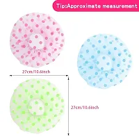 Elecsera Bathroom Hair Protect Women Shower Caps Dot Design Head Cover Adults Waterproof Bathing Cap Pack of 6-thumb2