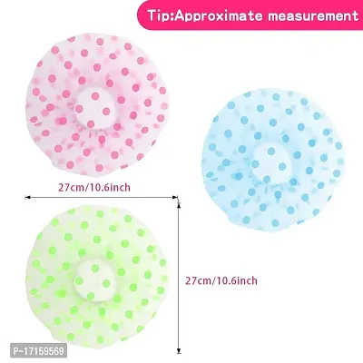 Elecsera Bathroom Hair Protect Women Shower Caps Dot Design Head Cover Adults Waterproof Bathing Cap Pack of 6-thumb3