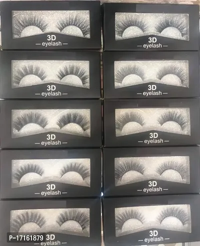 Elecsera Black Natural 3D Thick Long Eye- Lashes (Pack of 10)-thumb0