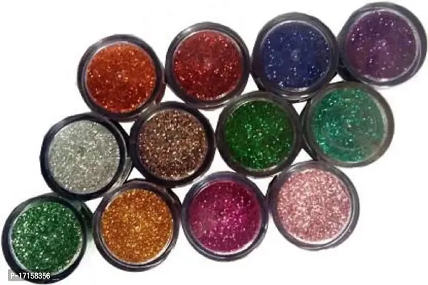 Elecsera Super Bright Multi Colors Eye Dry Thick Shimmer Glitters - Pack Of 12 Pcs 48 g (Multicolor)