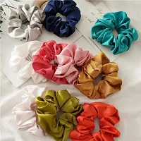 Elecsera Luxury Satin Scrunchies Rose Set of 5 Colour Rubber Band Set of 5 (Multicolor)-thumb2