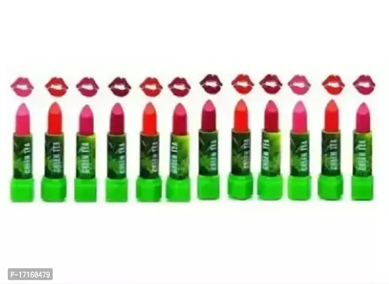 Elecsera Matte Green Tea Color Changing Lipstick Combo pack of 12 (multicolor, 42 g)