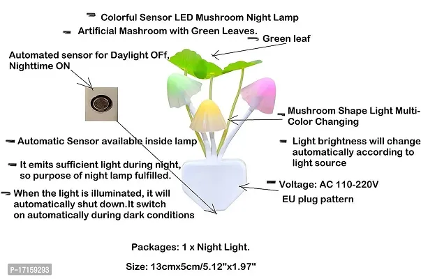 Elecsera Mushroom Shaped Night Lamp Automatic on/Off Smart Sensor (Multicolour)-thumb2
