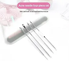 Elecsera 4Pcs Blackhead Pimple Golden Remover Tools for Face Professional Extractor Tweezers Kit for Remove Acne Pimple Comedown Extractor, Black Heads Removing on Face Removal (Pack of 4)-thumb2