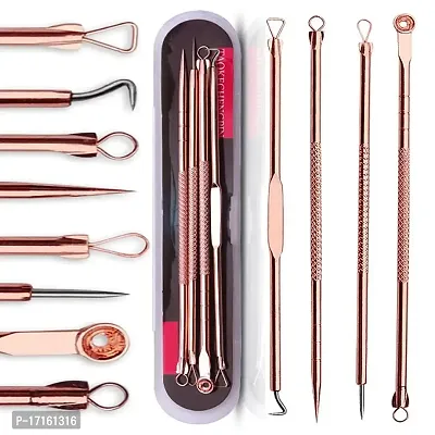 Elecsera Blackhead Remover kit pimple and blemish extractor with anti slid handle, Stainless steel needles with a storage case (Pack of 4)