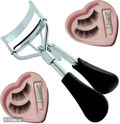 Elecsera Combo of Eyelash Curler and False Eyelashes (Pack of 2) (Set of 3)-thumb0