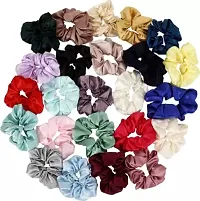 Elecsera Multicolor Pure Silk Scrunchies Hair Tie Elastic Large Hair Bands Set of 12 pcs Rubber Band (Multicolor)-thumb1