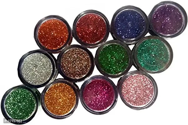 Elecsera Eye Shadow Glitter Powder Set and Nail Art Decoration 4x12= 48 g 48 g (Multicilor)