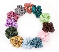 Elecsera Luxury Satin Scrunchies Rose Set of 5 Colour Rubber Band Set of 5 (Multicolor)-thumb1