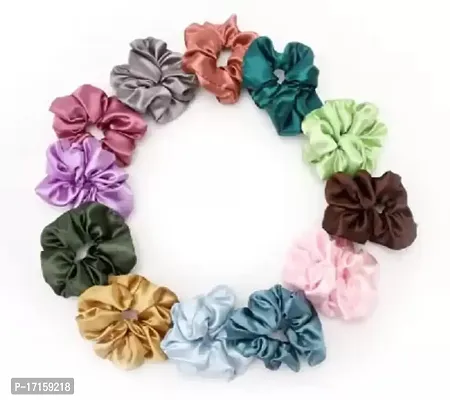 Elecsera Luxury Satin Scrunchies Rose Set of 5 Colour Rubber Band Set of 5 (Multicolor)-thumb2