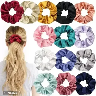 Elecsera Organza Scrunchies Hair Tie Elastic Large Hair Bands Set of 11 pcs Rubber Band (Multicolor)-thumb0