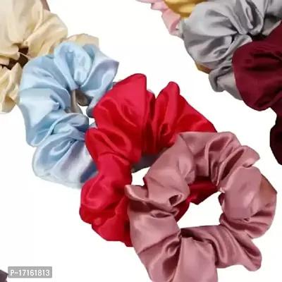 Elecsera Luxury Satin Scrunchies 5 Colours, Classic Shades Rubber Band (Multicolor)-thumb4