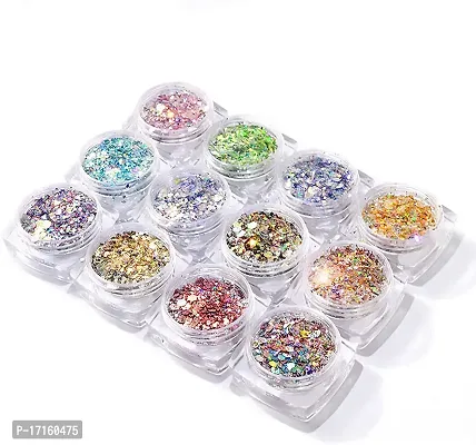 Elecsera 12pcs Eyeshadow for Women Glitter Chunky (Multicolor)