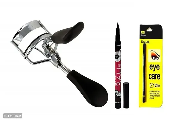 Elecsera Eyelash Curler  Beauty Kajal  36H Deep Black Liquid Eyeliner Professional Set of 3 Makeup (3 Items in the set)