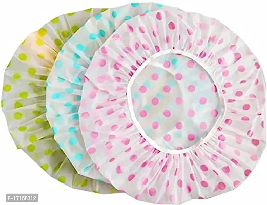 Elecsera Reusable Elastic Water Proof Shower Cap Set of 3-thumb0