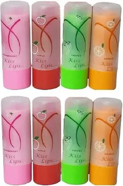 Elecsera 3D FRUITY DRY LIP FOR LIP BALM PACK OF 8 APPLY, ORANGE, GRAPES, STRAWBERRY FRUIT (Pack of: 8, 20 g)