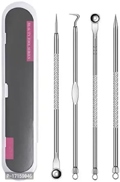 Elecsera Blackhead Comedone Acne Blemish Remover Stainless Needles Remove Tool Kit (Silver) - (Pack of 4)