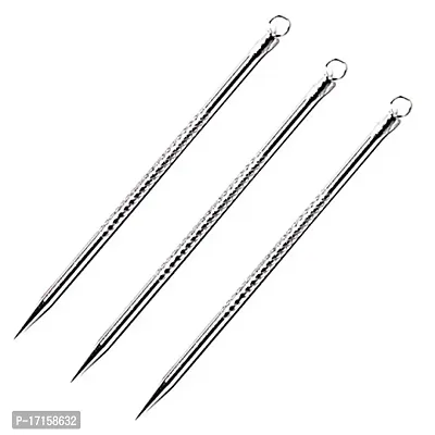 Glamezone Stainless Steel Blackhead Remover Needle Three Pointed Tip (Pack Of 3)