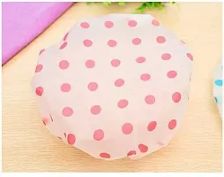 Elecsera Bathroom Hair Protect Women Shower Caps Dot Design Head Cover Adults Waterproof Bathing Cap Pack of 6-thumb3