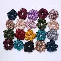 Elecsera Luxury Satin Scrunchies Rose Set of 5 Colour Rubber Band Set of 5 (Multicolor)-thumb3