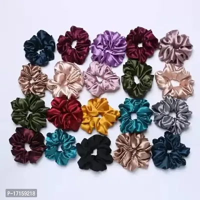 Elecsera Luxury Satin Scrunchies Rose Set of 5 Colour Rubber Band Set of 5 (Multicolor)-thumb4