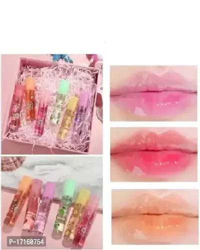 Elecsera Moisturizing Color Changing Liquid Lipsticks Transparent Peach Lip Oil fruity (Pack of: 6, 21.6 g) Multicolor