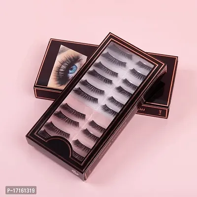 Elecsera Eyelashes natural light weight reusable 3d Eyelashes pack of 10 pairs (Pack of 10)-thumb0