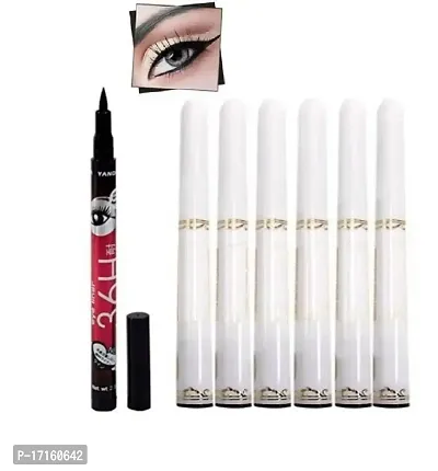 Elecsera Waterproof Eyeliner Black Pack of 6pcs with Pen Eyeliner 2.5 g (Black)