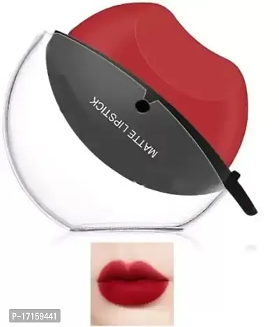 Elecsera Lip Shape Lipstick Long Lasting Waterproof Non-Stick Cup Matte Lipstick (Red, 10 g)