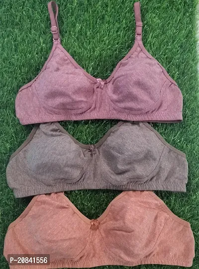 Womens Cotton Low Impact Bra NonPadded Wirefree and High Coverage Pack of 3