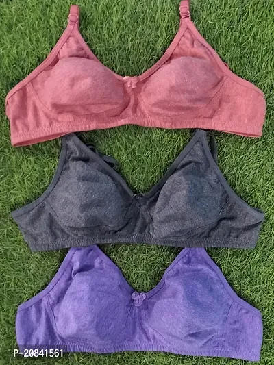 Womens Cotton Low Impact Bra NonPadded Wirefree and High Coverage Pack of 3