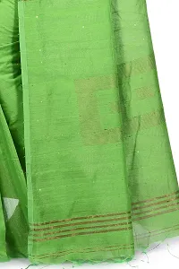 Stylish Cotton Green Self Pattern Saree With Blouse Piece For Women-thumb2