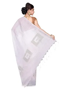 Stylish Cotton White Self Pattern Saree With Blouse Piece For Women-thumb3