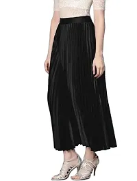 Kanishka Creation Satin Pleated Midi Skirt for Women-thumb2