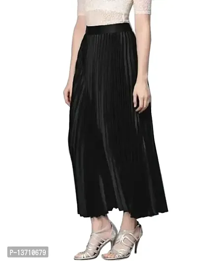 Kanishka Creation Satin Pleated Midi Skirt for Women-thumb3