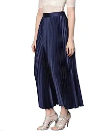 Kanishka Creation Satin Pleated Midi Skirt for Women-thumb2