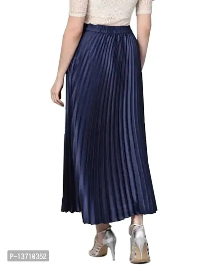 Kanishka Creation Satin Pleated Midi Skirt for Women-thumb2