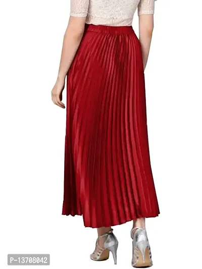 Kanishka Creation Satin Pleated Midi Skirt for Women-thumb2
