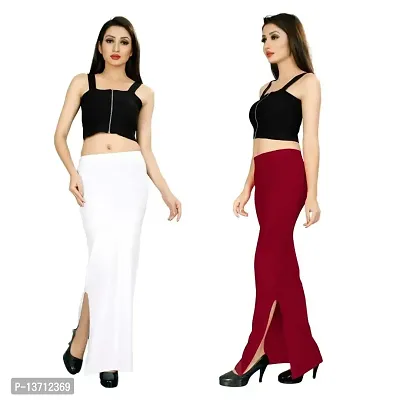 Kanishka Creation Cotton Blend Saree Shapewear for women (Pack of 2, WHITE-MAROON)