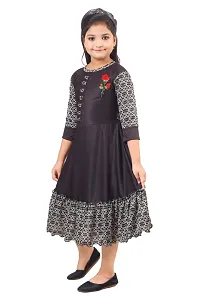 Fabulous Cotton Self Pattern Fit And Flare Dress For Girls-thumb1