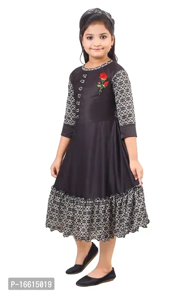 Fabulous Cotton Self Pattern Fit And Flare Dress For Girls-thumb2