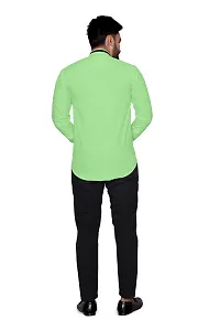 Elegant Green Cotton Blend Solid Long Sleeves Casual Shirts For Men-thumb2