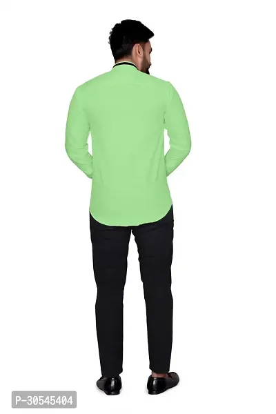 Elegant Green Cotton Blend Solid Long Sleeves Casual Shirts For Men-thumb3