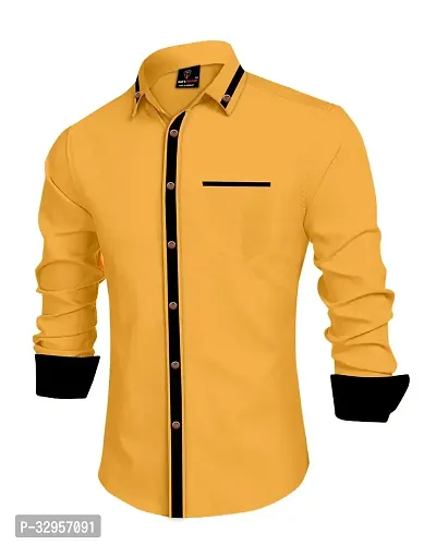 Reliable Yellow Cotton Blend Solid Casual Shirt For Men