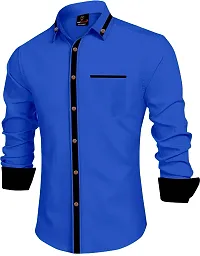 Men Solid Casual Navy Blue Shirt-thumb3