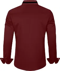 Men Solid Casual Maroon Shirt-thumb3