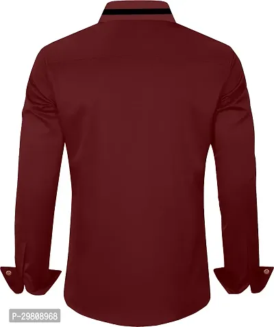 Men Solid Casual Maroon Shirt-thumb4