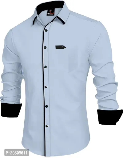 Men Solid Casual Grey Shirt-thumb3