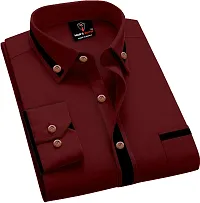 Men Solid Casual Maroon Shirt-thumb2